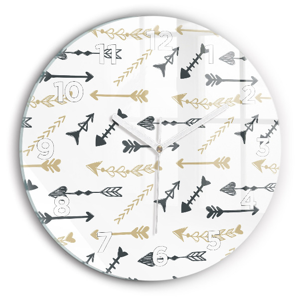 Round glass wall clock Geometric hipster pattern