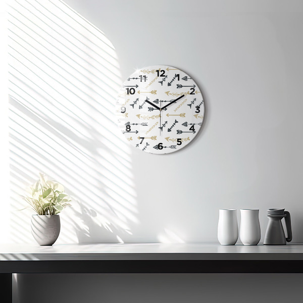 Round glass wall clock Geometric hipster pattern
