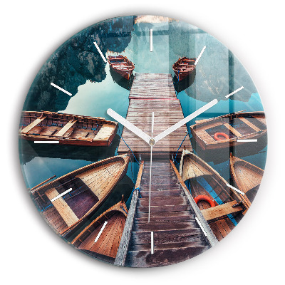 Round glass wall clock Pier and Lake