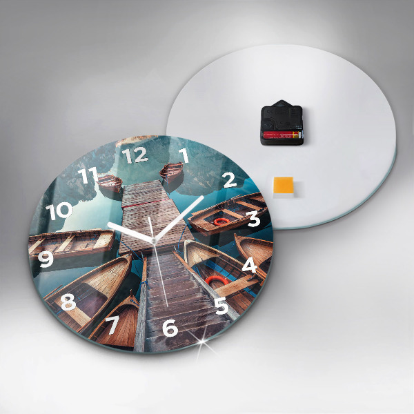 Round glass wall clock Pier and Lake