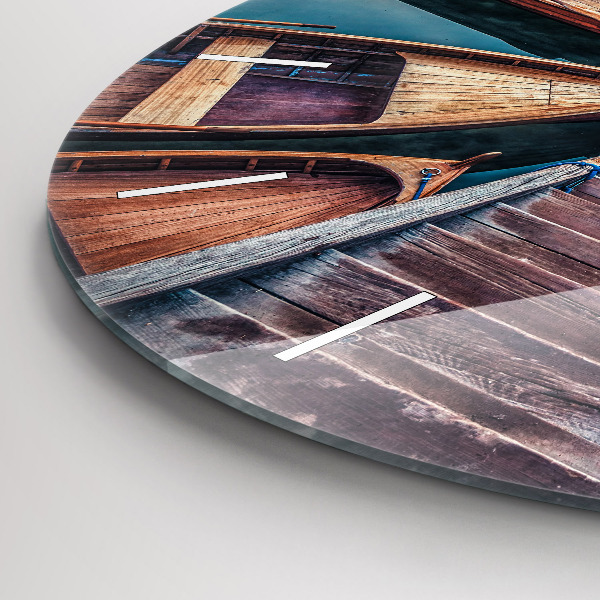 Round glass wall clock Pier and Lake