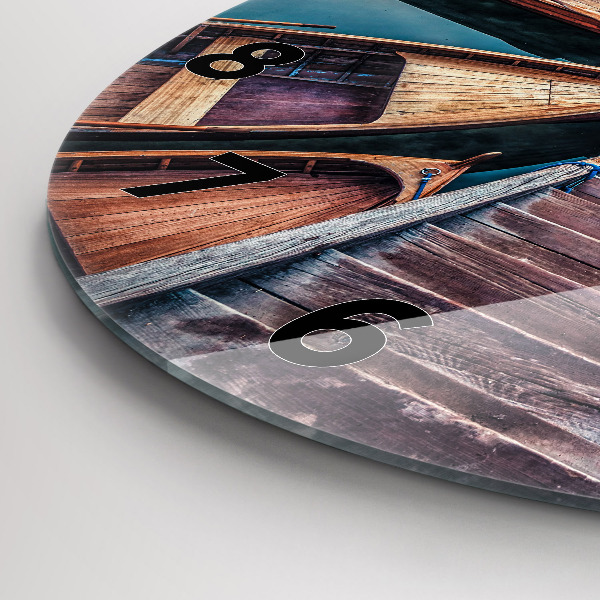 Round glass wall clock Pier and Lake