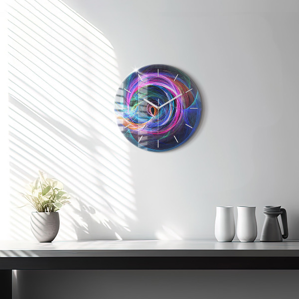 Round glass wall clock Colorful Fractal