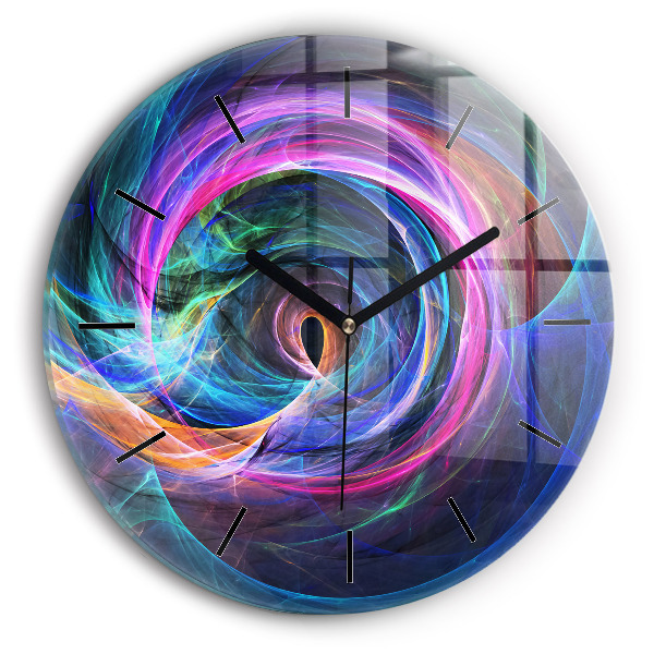 Round glass wall clock Colorful Fractal