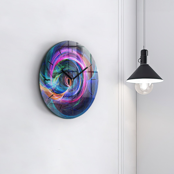 Round glass wall clock Colorful Fractal