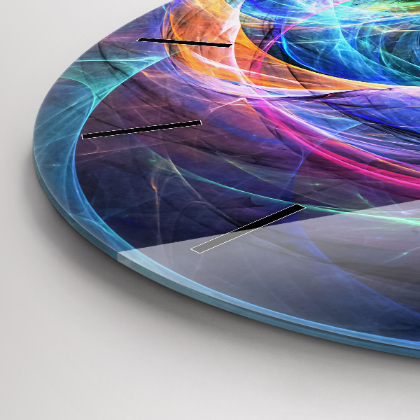 Round glass wall clock Colorful Fractal