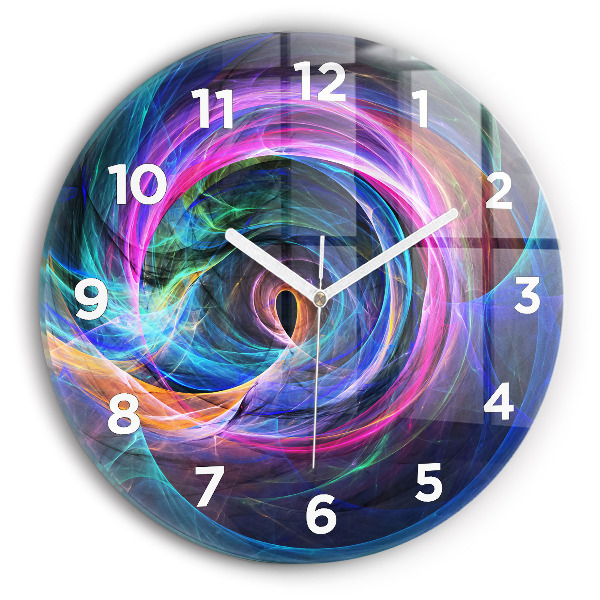 Round glass wall clock Colorful Fractal