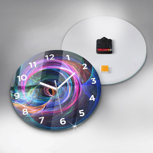 Round glass wall clock Colorful Fractal