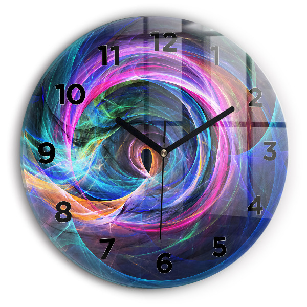 Round glass wall clock Colorful Fractal