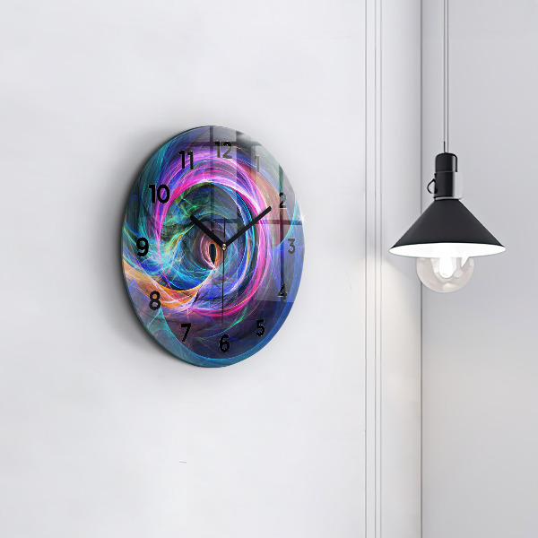 Round glass wall clock Colorful Fractal