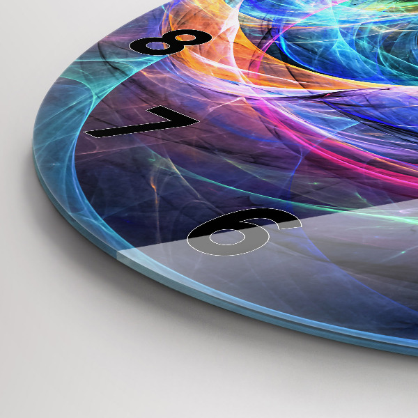 Round glass wall clock Colorful Fractal