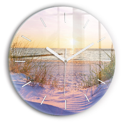 Round glass wall clock Polish Sunny Sea