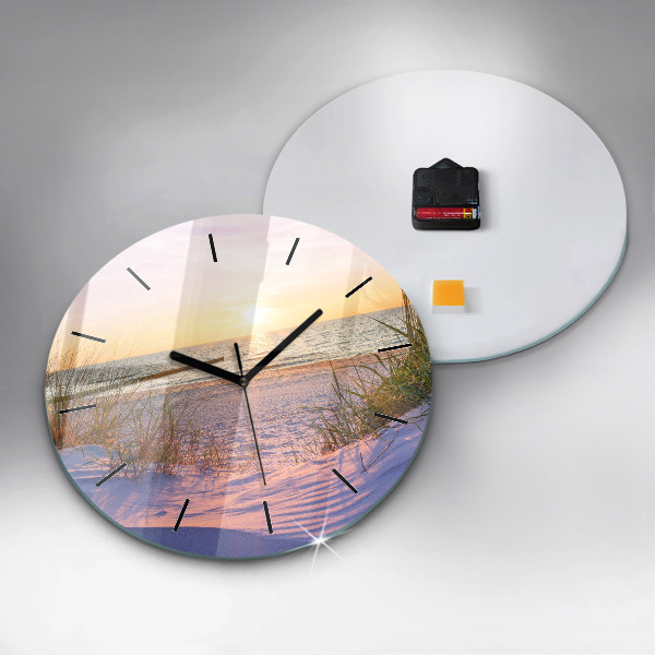 Round glass wall clock Polish Sunny Sea