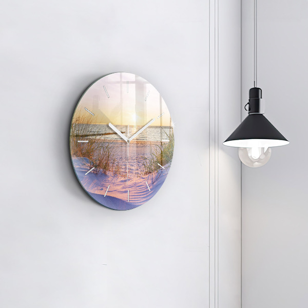 Round glass wall clock Polish Sunny Sea