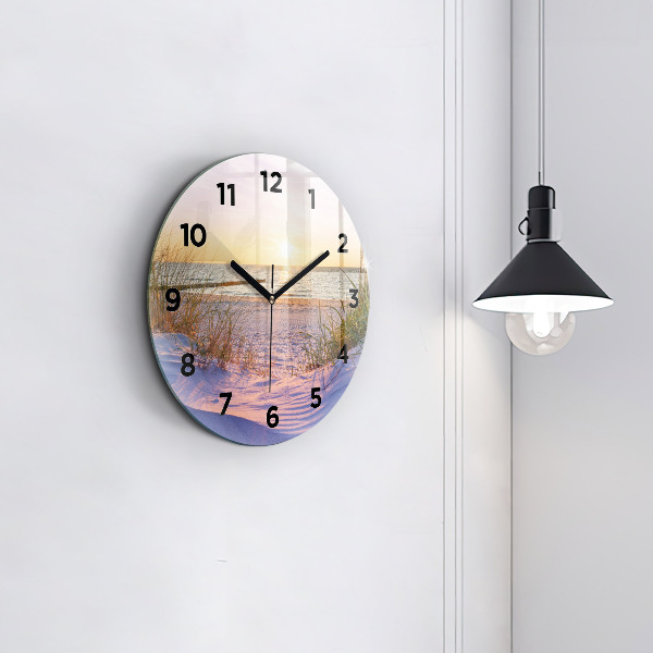 Round glass wall clock Polish Sunny Sea