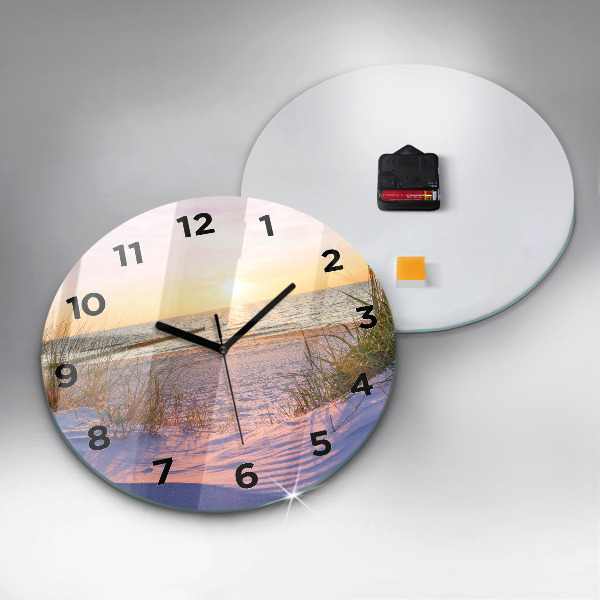 Round glass wall clock Polish Sunny Sea