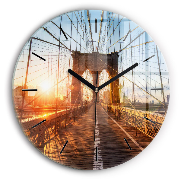 Round glass wall clock Brooklyn Bridge NYC
