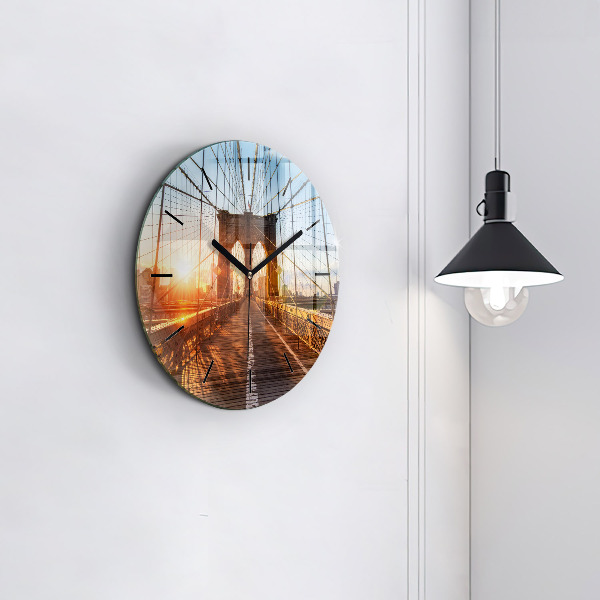 Round glass wall clock Brooklyn Bridge NYC
