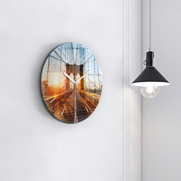 Round glass wall clock Brooklyn Bridge NYC