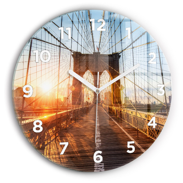 Round glass wall clock Brooklyn Bridge NYC