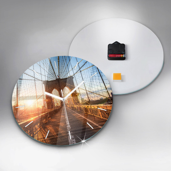 Round glass wall clock Brooklyn Bridge NYC
