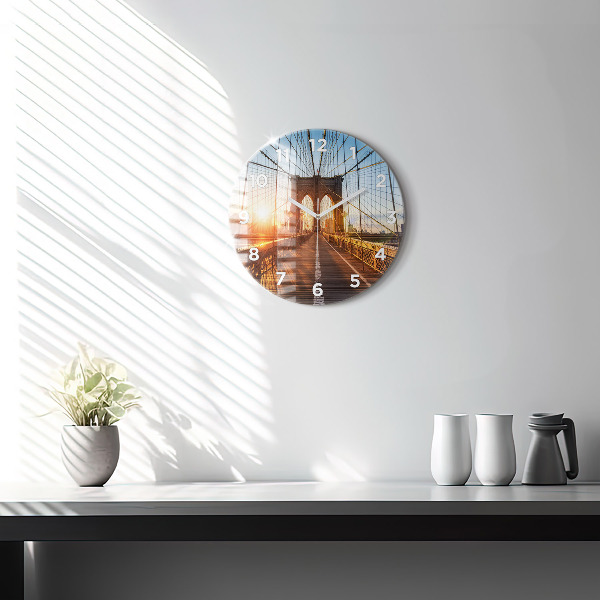 Round glass wall clock Brooklyn Bridge NYC