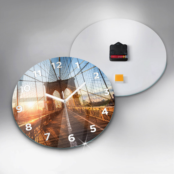 Round glass wall clock Brooklyn Bridge NYC