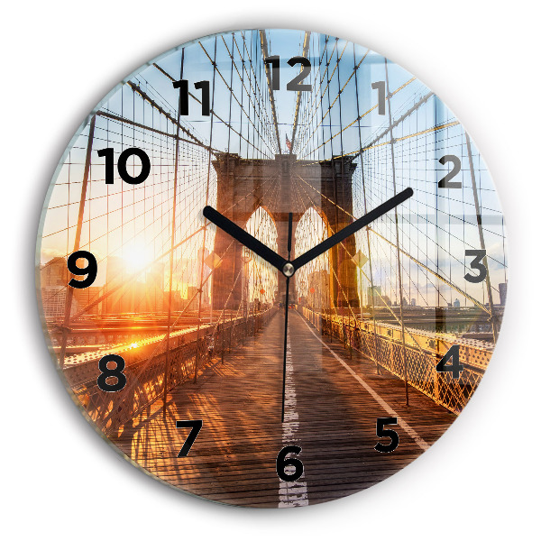 Round glass wall clock Brooklyn Bridge NYC