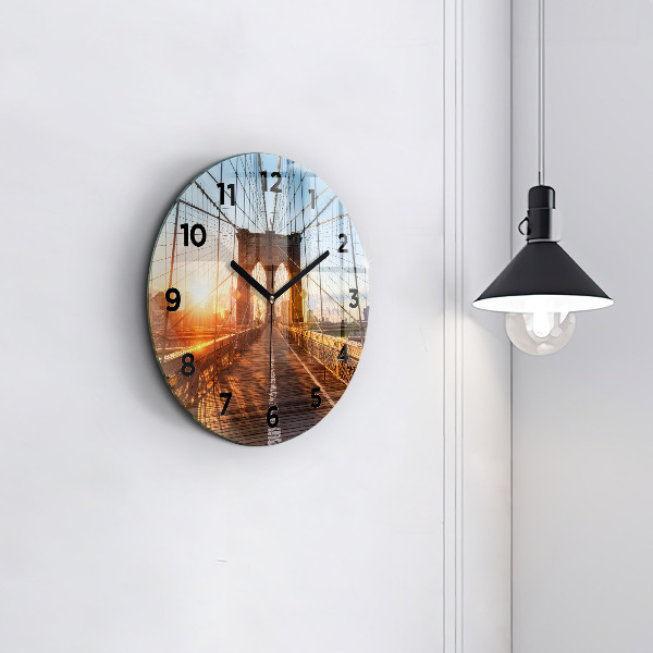 Round glass wall clock Brooklyn Bridge NYC