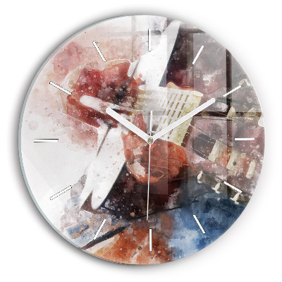 Round glass wall clock Guitar Visualization