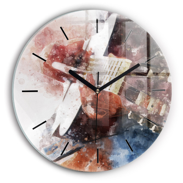 Round glass wall clock Guitar Visualization