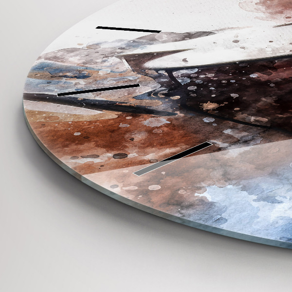 Round glass wall clock Guitar Visualization