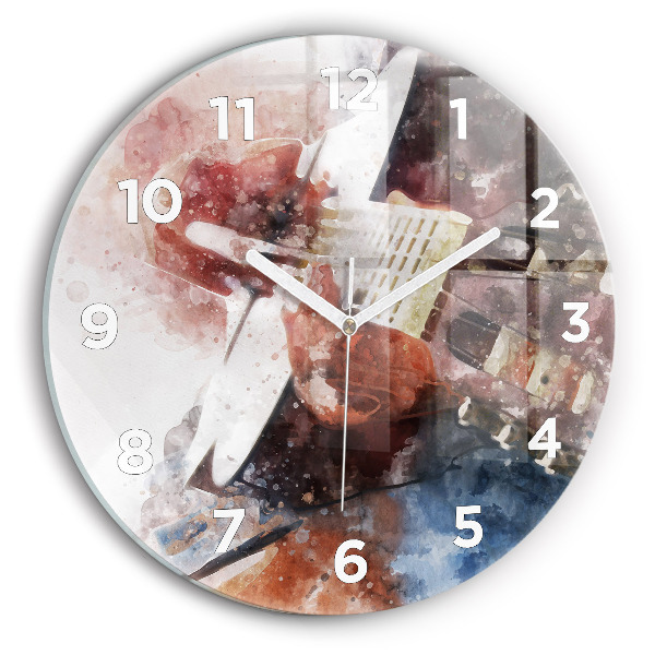 Round glass wall clock Guitar Visualization