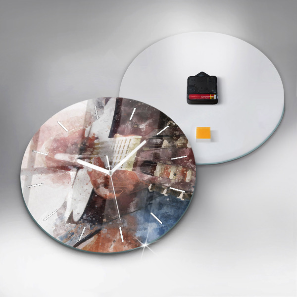 Round glass wall clock Guitar Visualization
