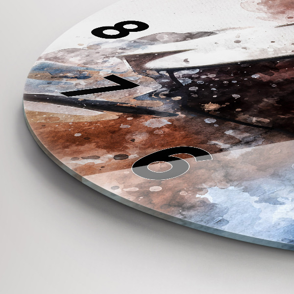 Round glass wall clock Guitar Visualization