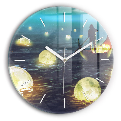 Round glass wall clock Abstraction