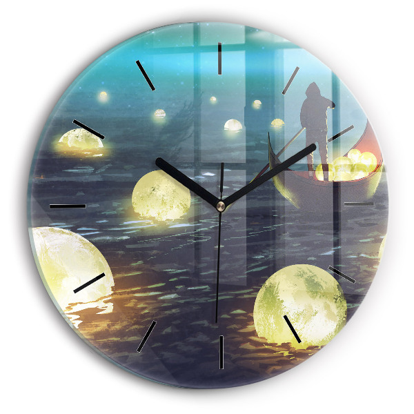 Round glass wall clock Abstraction