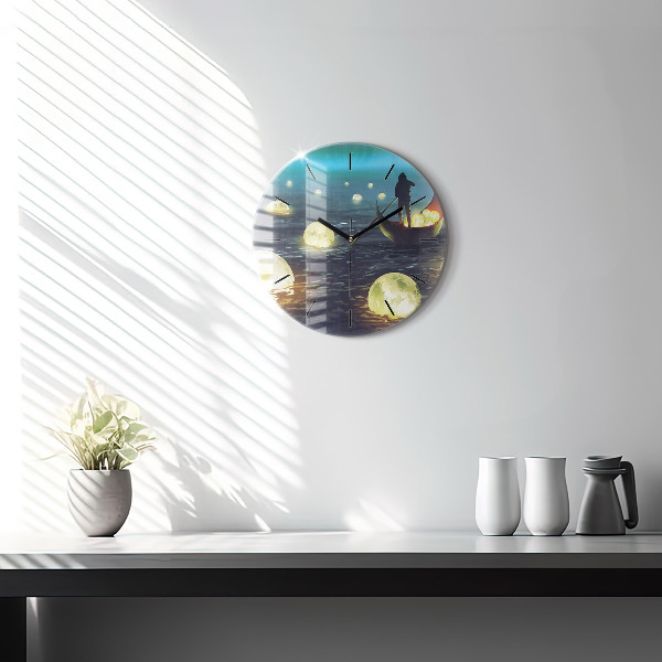 Round glass wall clock Abstraction