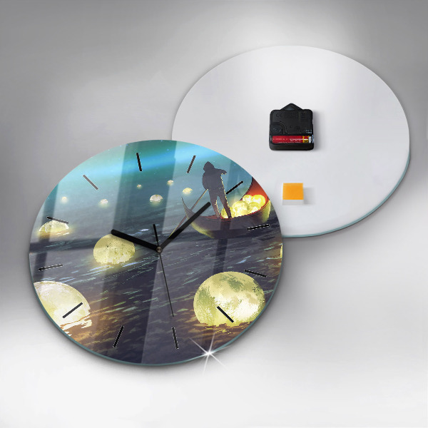 Round glass wall clock Abstraction