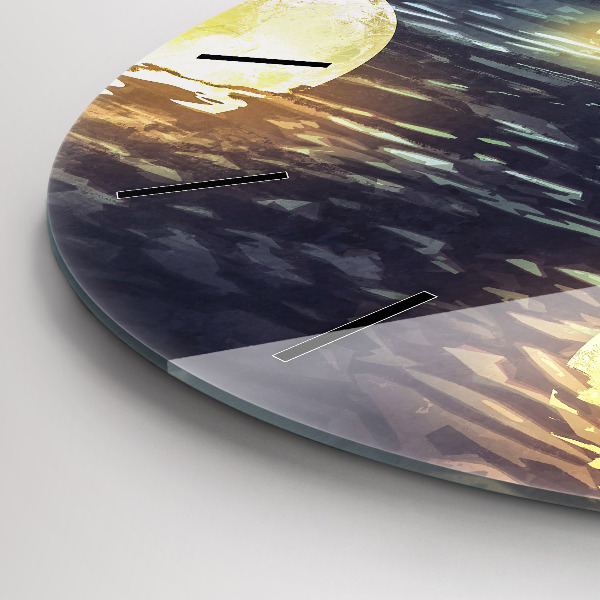 Round glass wall clock Abstraction