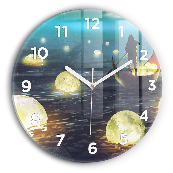 Round glass wall clock Abstraction