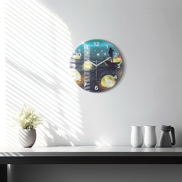 Round glass wall clock Abstraction