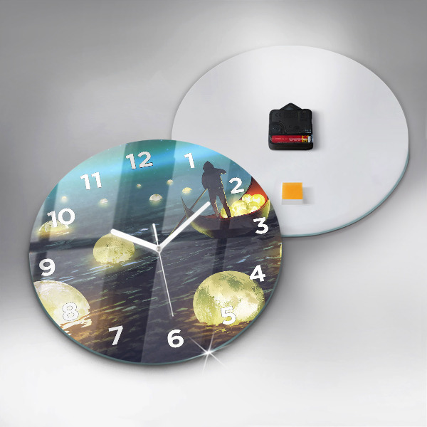 Round glass wall clock Abstraction