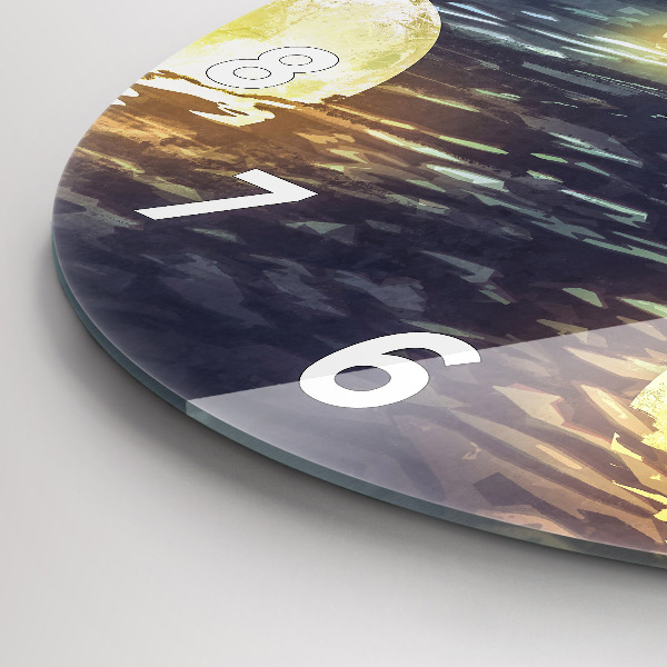 Round glass wall clock Abstraction