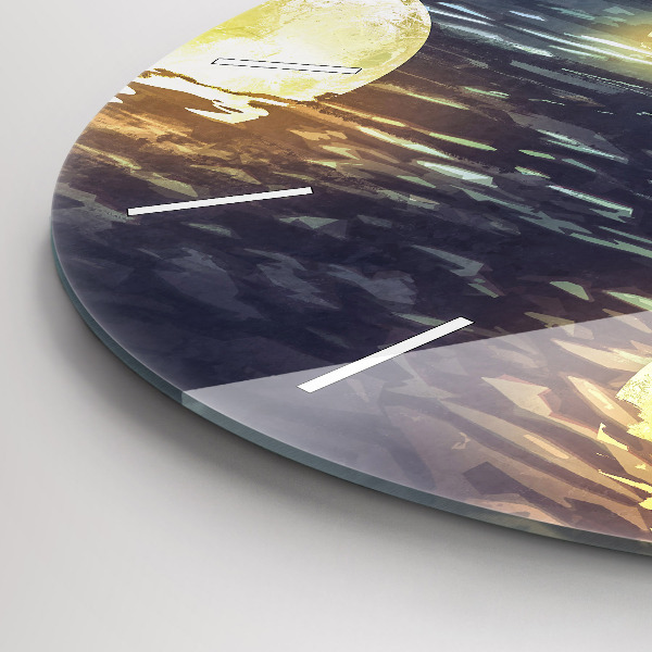 Round glass wall clock Abstraction