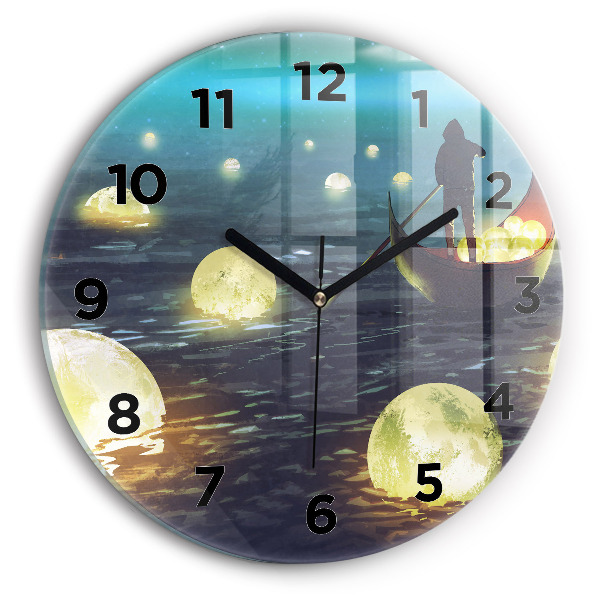 Round glass wall clock Abstraction