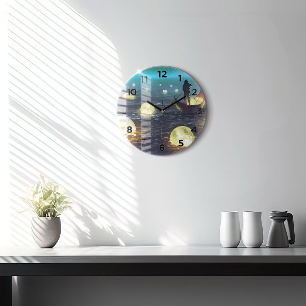Round glass wall clock Abstraction