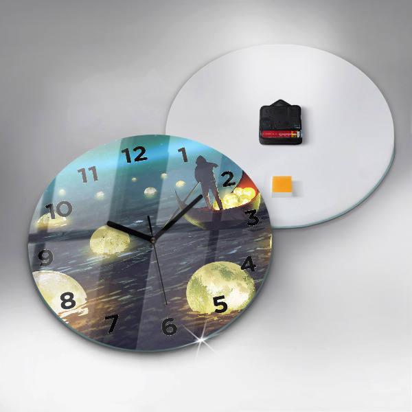 Round glass wall clock Abstraction
