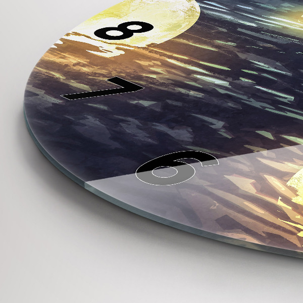 Round glass wall clock Abstraction