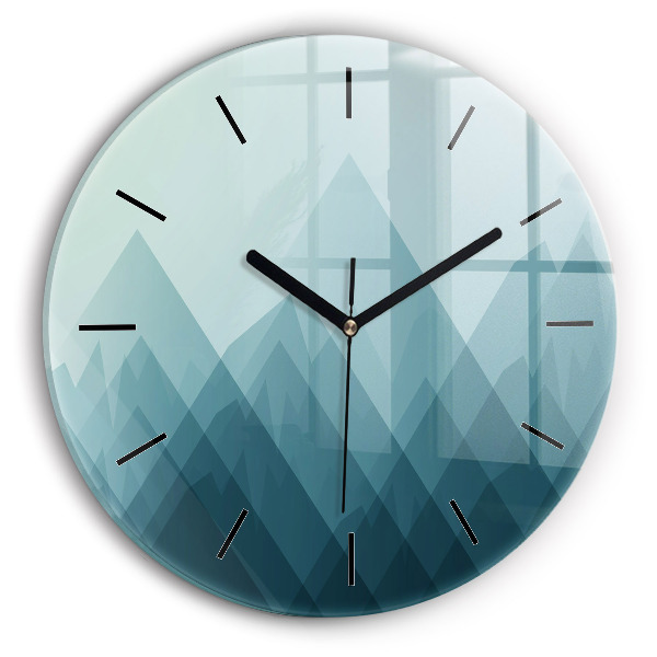 Round glass wall clock Geometric figures